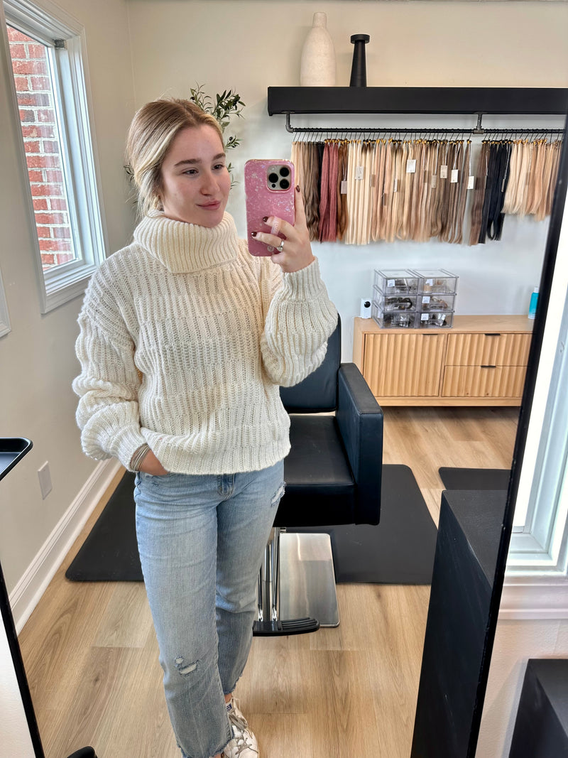 Snow Days | Patterned Knit Turtleneck Sweater Top