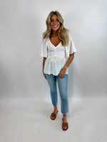 STAYING A WHILE | FLUTTER SLEEVE TOP