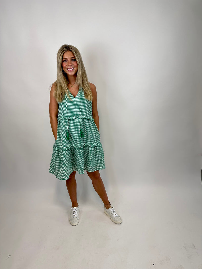 HONEYSUCKLE DREAMS | TASSEL GINGHAM DRESS