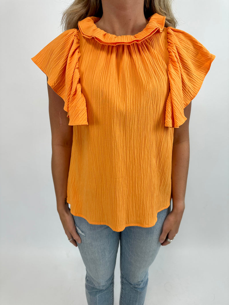 ORANGE YOU GLAD | RUFFLE SLEEVE TOP