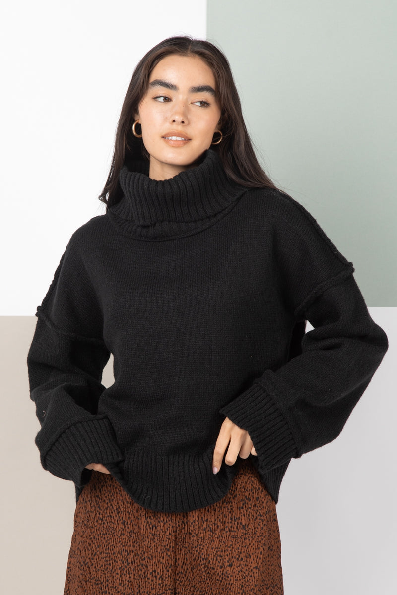 Cuddle With Me | Solid Cozy Turtleneck Sweater