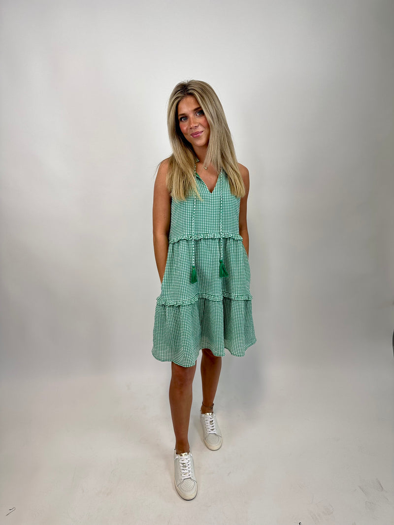 HONEYSUCKLE DREAMS | TASSEL GINGHAM DRESS