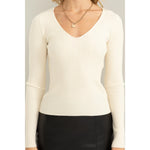 Fall into Happiness | Basic Ribbed V Neck Top