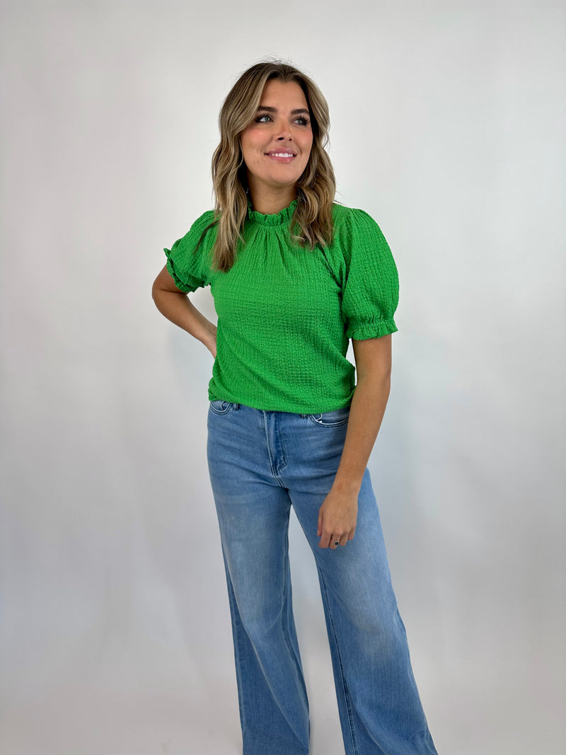 LET IT BE | TEXTURED PUFF SLEEVE TOP