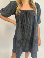 COFFEE AND CARAMEL APPLES | CORDUROY TIERED MINI DRESS