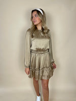 CHAMPAGNE WISHES | SATIN MINI DRESS WITH ELASTIC WAIST