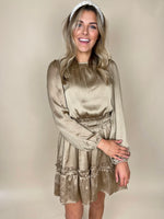 CHAMPAGNE WISHES | SATIN MINI DRESS WITH ELASTIC WAIST